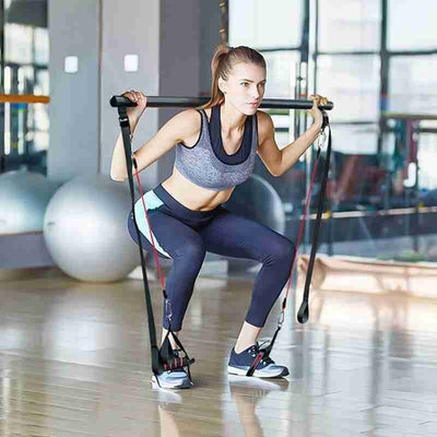 Pilates Bar Kit with Resistance Bands Portable Home Workout Set